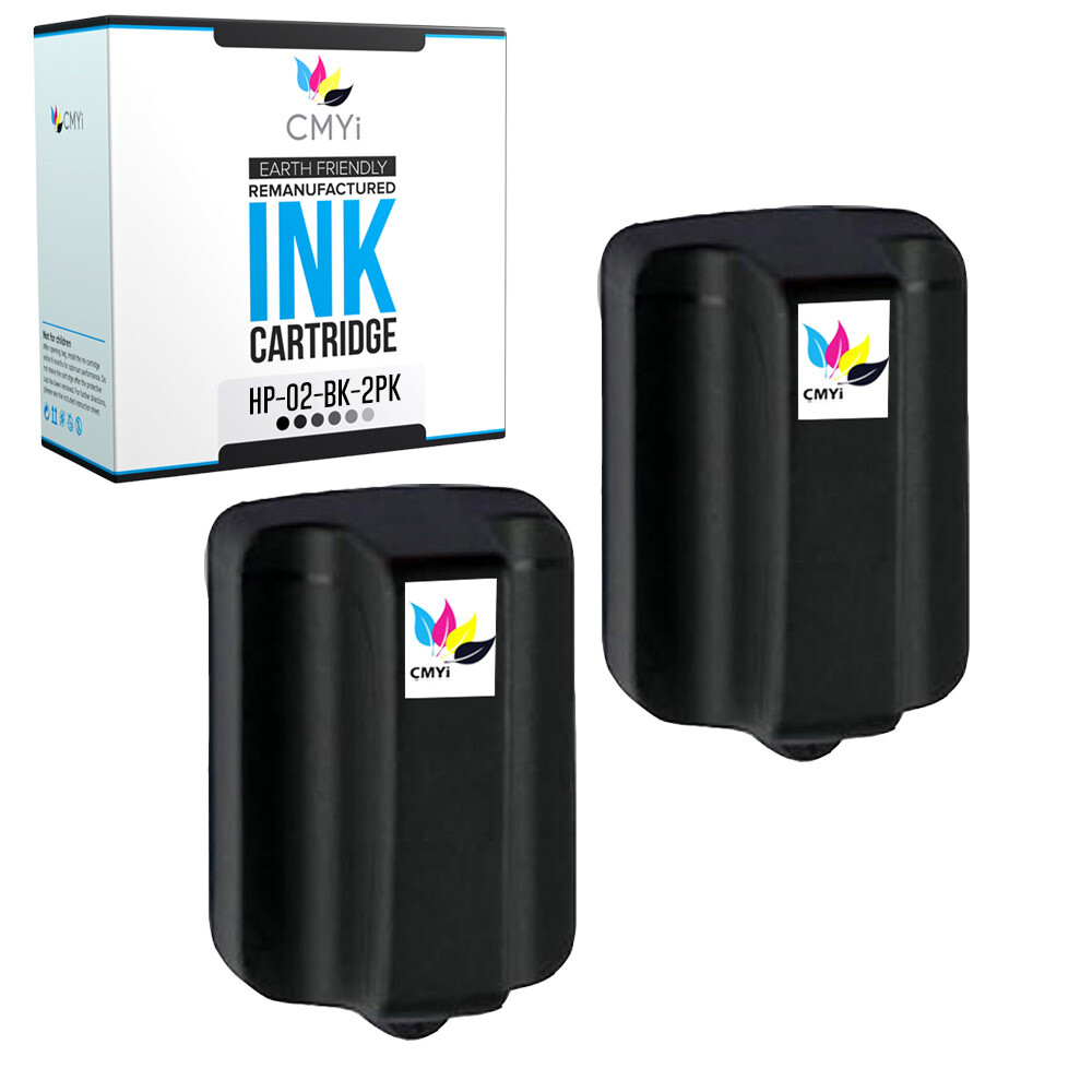 2 PK Replacement Ink Cartridges for HP 02 Compatible Cartridge for Photosmart