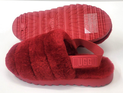 UGG Womens Super Fluff Slipper Ribbon Red Size 8