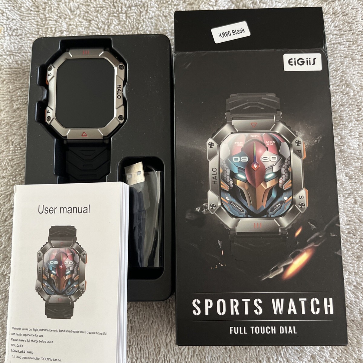 Black Full Touch Sports Smart Watch