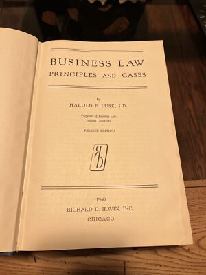 RARE LAW BOOK  Law Principles & Cases 1939 2nd Ed Harold F. Lusk
