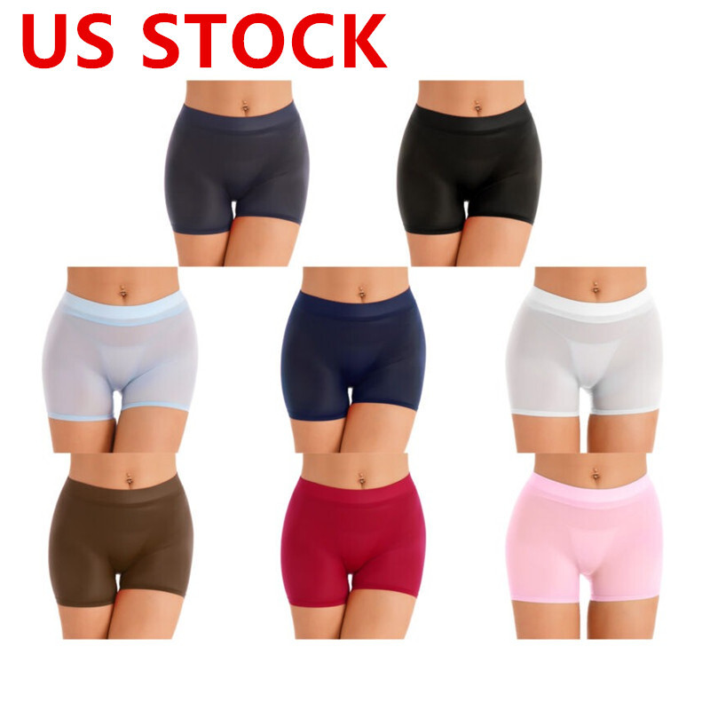 Womens Sheer Shorts Glossy Semi See-through Workout Fitness Womens Sheer Shorts Glossy Semi See-through Workout Fitness