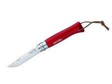 Opinel Taschenmesser Nr. 8 Colorama Earth rot Buchenholzgriff Lederriemen