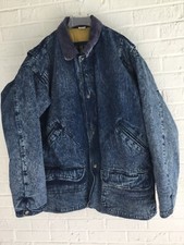 VTG 80 S WORLD WEAR OVER-SIZED MENS L DENIM JEAN JACKET QUILTED FARM BARN COAT