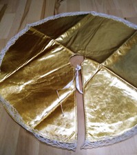 Christbaumdecke Weihnachtsbaumdecke gold mit Spitze