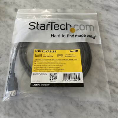 StarTech USB3SEXT2MBK 6ft Black SuperSpeed USB 3.0 Extension Cable A to A - M/F