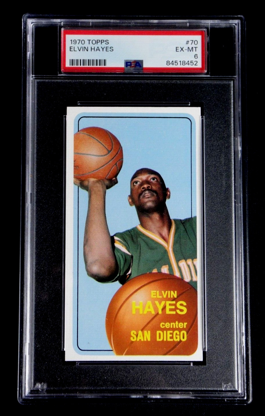 ELVIN HAYES 1970 TOPPS BASKETBALL CARD #70 PSA 6 ORIGINAL TALL BOY HOF