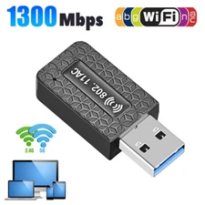 1300Mbps USB 3.0 Wireless WiFi Adapter Dongle Dual Band 2.4G/5G Desktop Laptop U