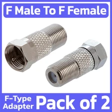 2 Pack F-Type Male to Female Adapter M/F Connector Coax Coaxial Cable TV Antenna