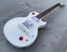 27" Scale Length Electric Guitar 24 Frets Glossy White Finished Solid Body
