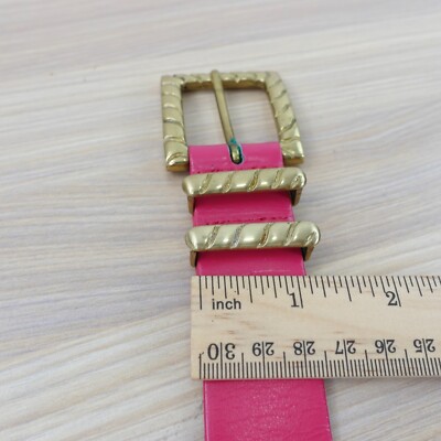 80s VINTAGE Pink Belt Womens XS Leather Gold Buckle Chic  display picture 2