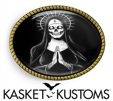 Santa Muerte Belt Buckle - Day of the Dead Art Handmade Belt Buckle - 119