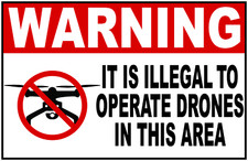 Warning It Is Illegal To Operate Drones In This Area Sign. Size Options