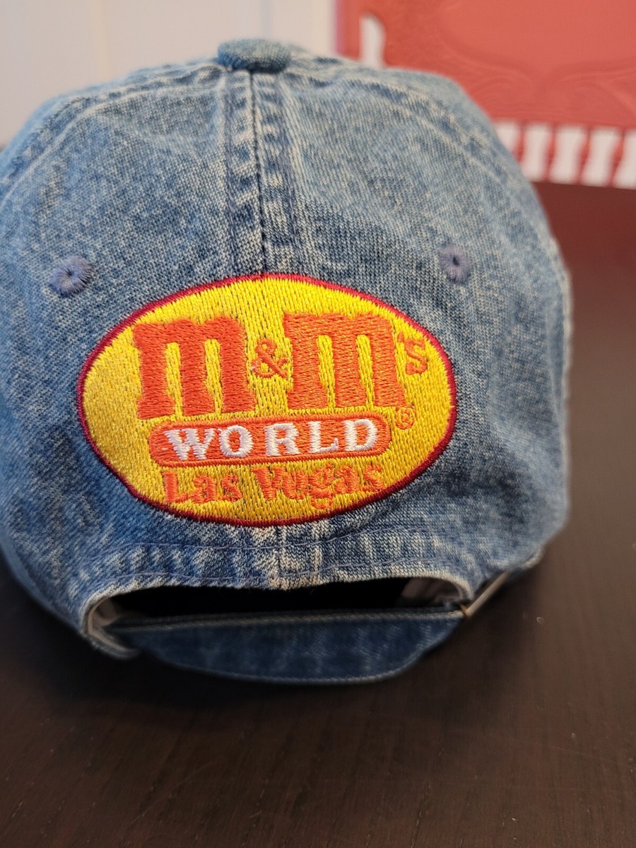 Vintage M&M\'s Denim Hat Orange M&M World Las Vegas Embroidered Jean Strap Cap Vintage M&M main image 4