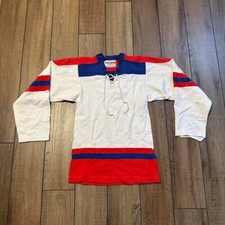 Vintage 60s Hockey Jersey Youth Size Medium Athletic Knit Durene
