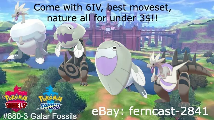 Pokemon Sword and Shield Choose a Shiny Fossil 6IV Battle Ready Fast  Delivery