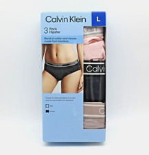 Calvin Klein Women's 3 Pack Stretch Hipster Black/Nymph Multi Large - NEW