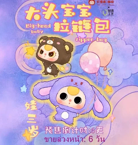 Autentica borsa bimbo tre serie big-head bambino cerniera peluche scatola cieca - Foto 8 di 10