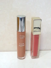 CLARINS GLOSS APPEAL 09 PRALINE 0.18 OZ & GLOSS PRODIGE 08 PAPAYA