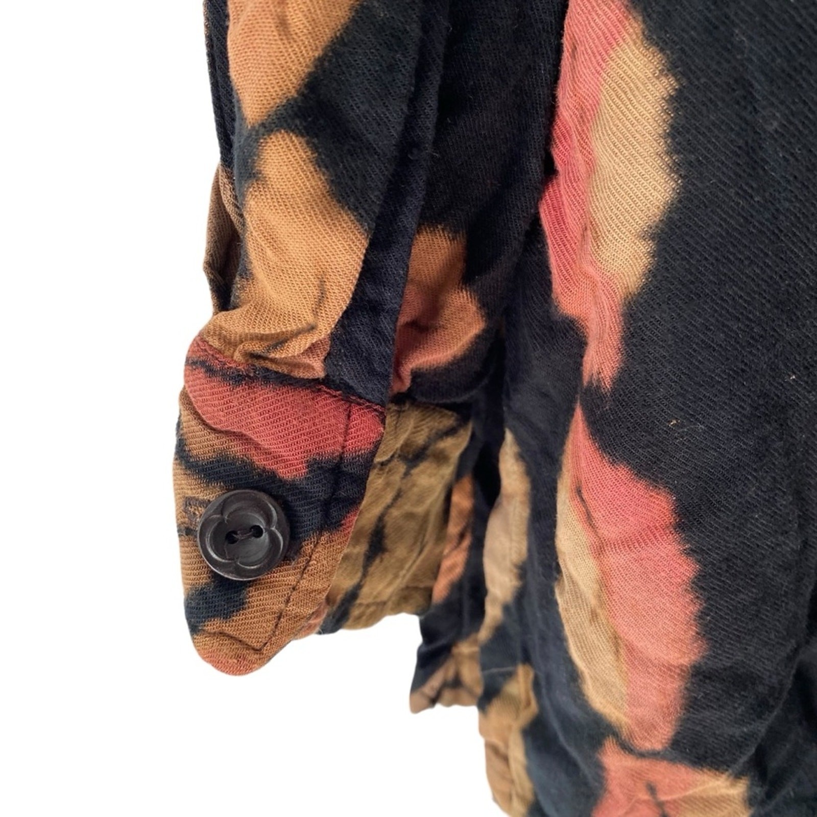 Winter Sun Black Leaf Print Button Down Rayon Shi… - image 4