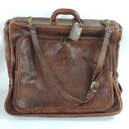 Italian THE BRIDGE Leather Garment Bag Distressed Milk Chocolate Brown
