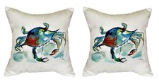 Pair of Betsy Drake Betsy s Crab No Cord Pillows 18 Inch X 18 Inch