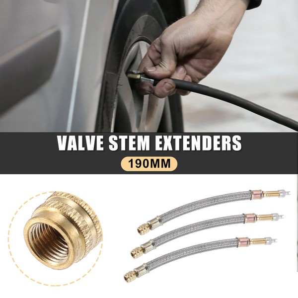 3 StüCk Autoreifen Ventilschaft VerläNgerung Inflator Schlauch 190Mm 7.48''-image