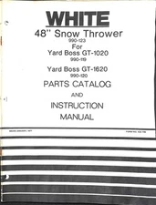 White 48" Snow Thrower Parts Catalog & Instruction Manual for Yard Boss GT-1020