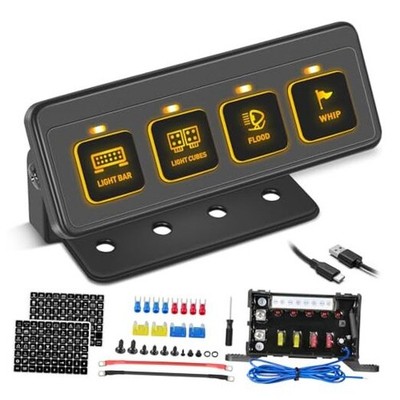 Wireless 4 Gang Switch Panel,  Multifunction Offroad LED Switch Wireless-4 Gang