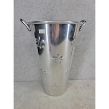 Silver Metal Ice Bucket Wine Cooler Fleur de Lis Handles Made in India
