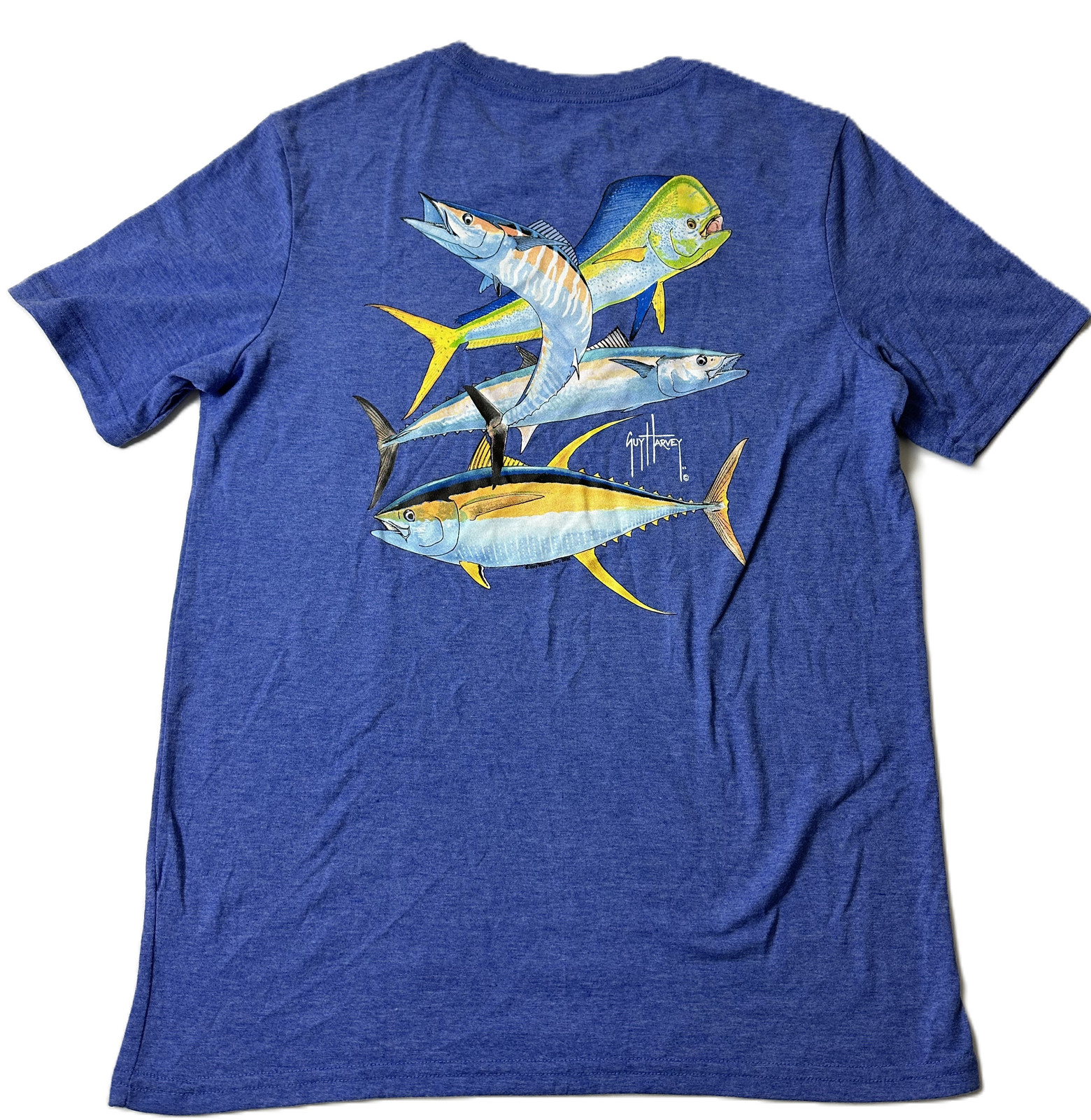 Мужская футболка с круглым вырезом и коротким рукавом от GUY HARVEY в стиле Тредцикл Heather Royal-Small 3490₽