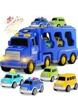 Toddlers City Truck Toys for Kids 3-9 Year Old，5 in 1 Carrier Truck Toys