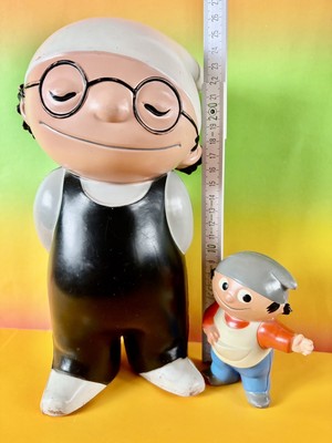 XXL Gigant Det 26 cm u. Edi 11 cm 2 ZDF Mainzelmännchen 70er Kult Vintage Goebel