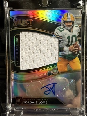 2020 Panini Select Jordan Love Prime Selections Silver Rookie RC Patch Auto /49