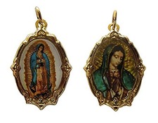 Paquete Medalla Virgen de Guadalupe (Tono Dorado) y Virgen María Católica Hecha a Mano M