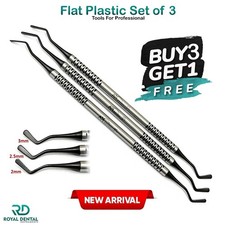 Dental Flat Plastic Composite Filling Instruments Set of 3 Mate Black Tips