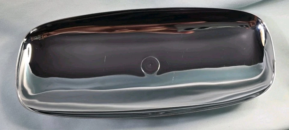 Bandeja para servir vintage MCM Milbern Creations de metal cromado y madera hecha en EE. UU. Foto 4 de 4