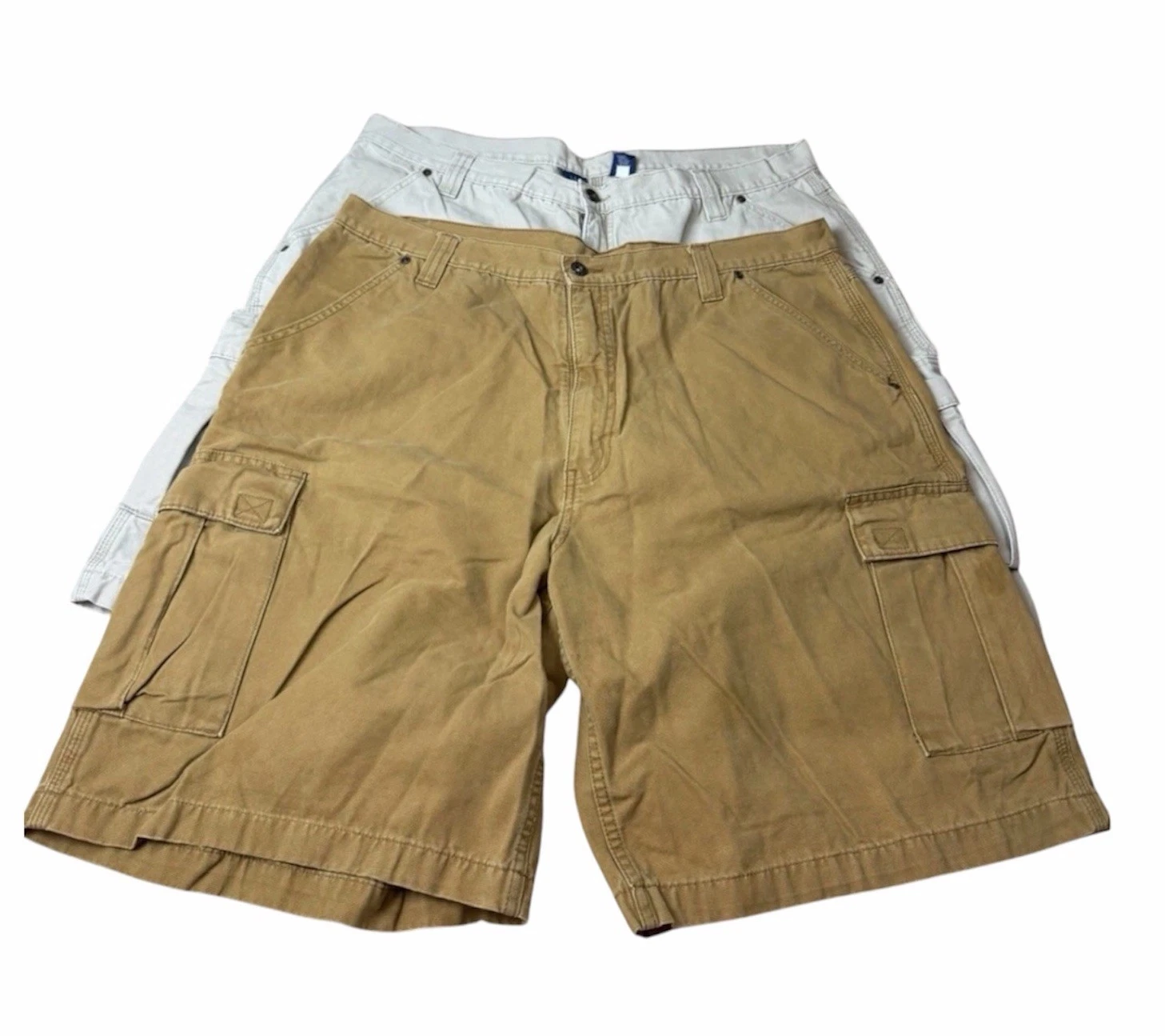 Falls Creek Mens Black Cargo Shorts Size 38 Cotton Relaxed Fit Casual Utility