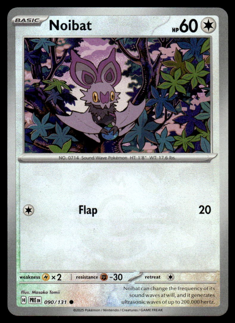 Pokemon TCG Prismatic Evolutions #090/131 Noibat (Masterball) NM