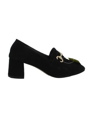 Büro Damen Heels UK 3 Schwarz 100% Wildleder Plateau