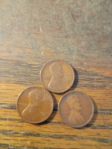 1911D 1912 D And 1913 D Lincoln Pennies Very Good