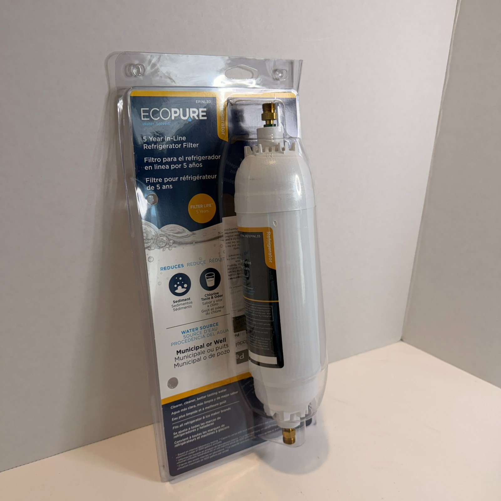 EcoPure EPINL30 5 Year In-Line Refrigerator Water Filter Ice Maker Inline 2