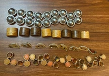 34 Pieces BEADS Lot Faux Jewel Circles Wooden Metal Upcycling Crafts Jewelry