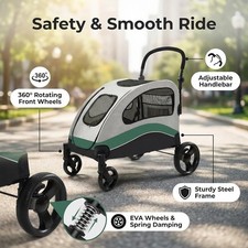 Dog Stroller Extra Large Foldable Double Door for Large Dogs Pet Trolley Cart