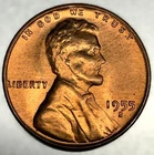 1955-S Lincoln Wheat Cent Penny GEM RD BU From an Original Bank Roll - 3575