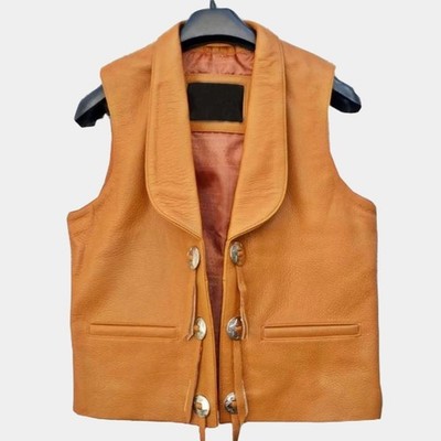 MENS TAN BROWN ANTIQUE VINTAGE LEATHER VEST ALL SIZES AVAILABLE
