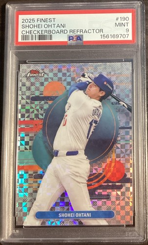 2025 Topps Finest Shohei Ohtani #190 Checkerboard Refractor PSA 9 Dodgers!
