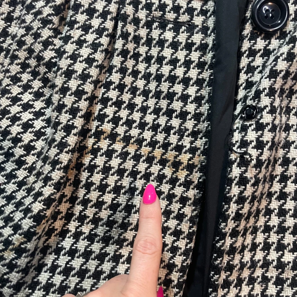 Chaqueta Abrigo Bitten By Sarah Jessica Parker Mujer Grande Blanco Negro Pata de Gallo Foto 3 de 4