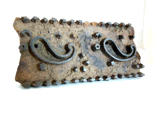 ANTIQUE HAND CARVED WOOD PAISLEY FABRIC TEXTILE WALLPAPER PRINTING BLOCK STAMP