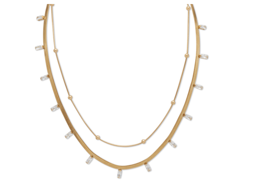 STAINLESS STEEL CRYSTAL NECKLACE SET 15.5