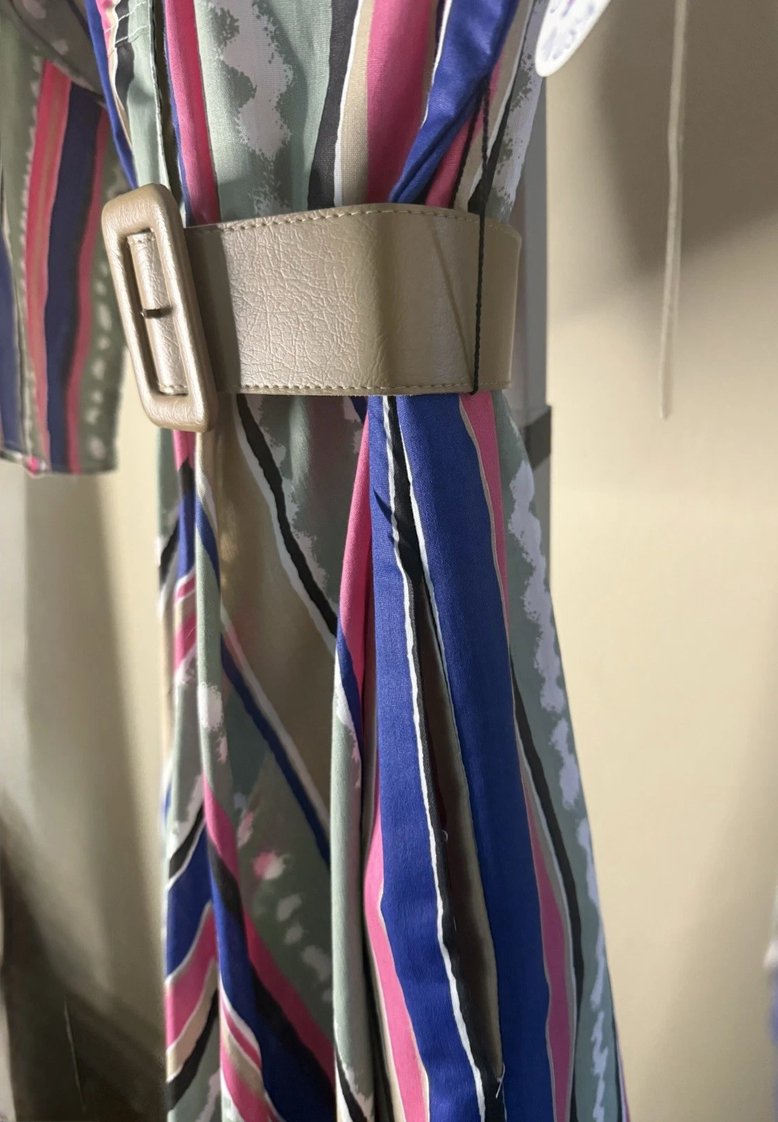 VETEMENTS Abito vintage nuovo con etichette Rhymes By Cabrais taglia 14 tasche con cintura a spillo lunghezza media